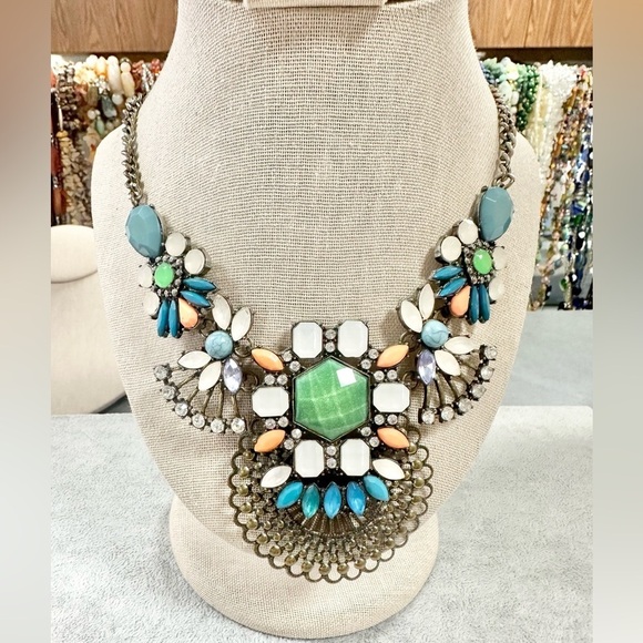 Park Lane Jewelry - Vintage Park Lane Large Colorful Rhinestone Statement Bib Necklace